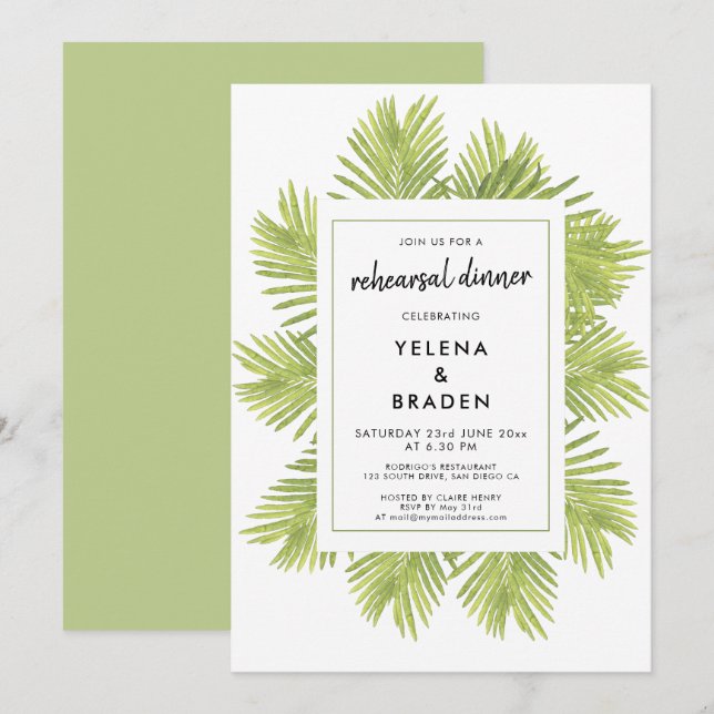 Convites Janto de ensaio de casamento da palmeira tropical (Frente/Verso)