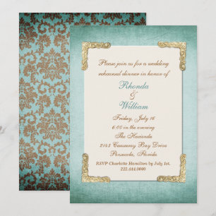 Convites Janto de Ensaio de Casamento de Chic Antique Aqua 