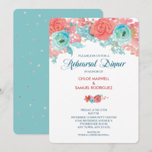 Convites Janto de Ensaio de Casamento de Coral Pink e Flora