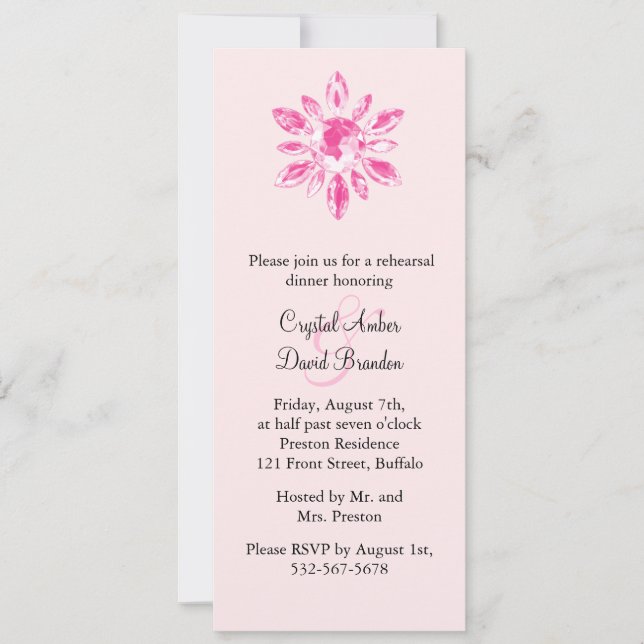 Convites Janto de ensaio de casamento de Crystal - Rosa (Frente)