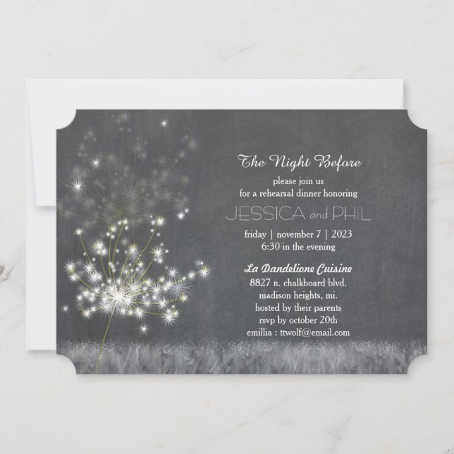 Convites Janto de Ensaio de Casamento de Dandelion em Escal (Frente)