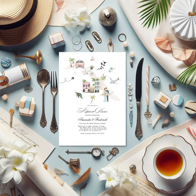 Convites Janto de Ensaio de Casamento de Destino em Cuba (Cuba Destination Wedding Rehearsal Dinner Invitation)