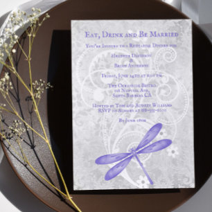 Convites Janto de Ensaio de Casamento de Dragonfly Roxo Con