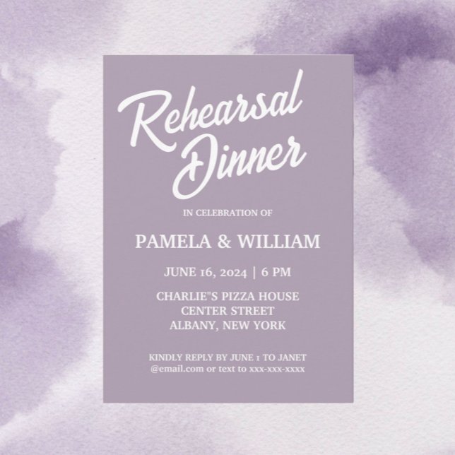 Convites Janto de Ensaio de Casamento de Estilo Simples Mau (In Situ Purple Background)