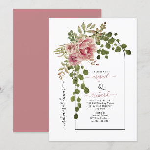 Convites Janto de ensaio de casamento de flores de rosa Dus