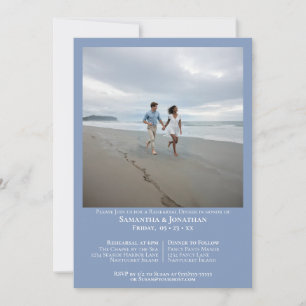 Convites Janto de Ensaio de Casamento de Foto Azul Claro