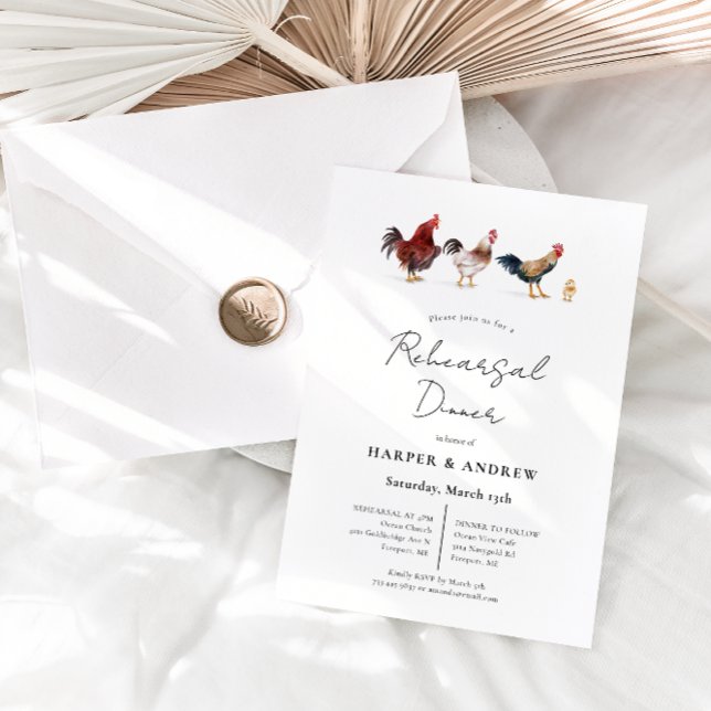 Convites Janto de Ensaio de Casamento de Frango em Barnyard (Criador carregado)