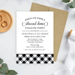 Convites Janto de Ensaio de Casamento de Gingham Negro