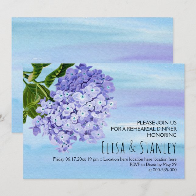 Convites Janto de ensaio de casamento de híbridos azuis (Frente/Verso)