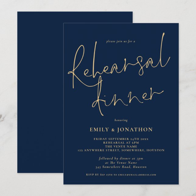 Convites Janto de Ensaio de Casamento de Marinhos Dourado C (Frente/Verso)
