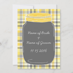 Convites Janto de Ensaio de Casamento de Mason Jar Amarelo
