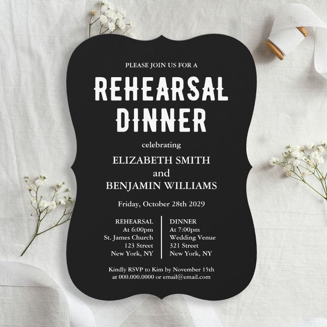 Convites Janto de Ensaio de Casamento de Morte de Black Til (Black Til Death Wedding Rehearsal Dinner Invitation
)