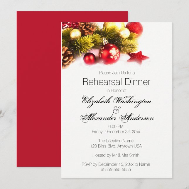 Convites Janto de Ensaio de Casamento de Natal Festivo Conv (Frente/Verso)