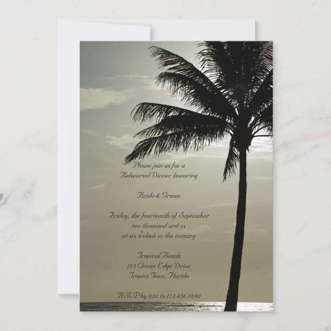 Convites Janto de Ensaio de Casamento de Palm Tree Beach Co (Frente)