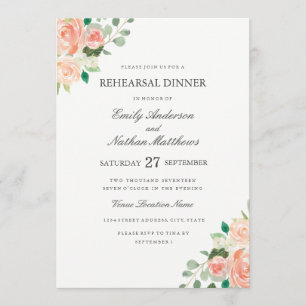 Convites Janto de Ensaio de Casamento de Peach Floral Water