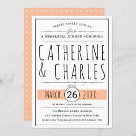 Convites Janto de ensaio de casamento de pêssego com tipogr