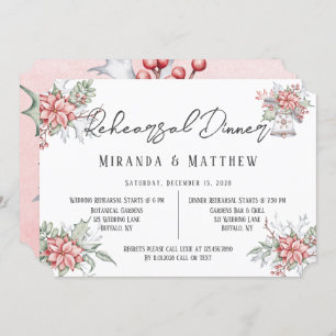Convites Janto de Ensaio de Casamento de Poinsettia Pintado