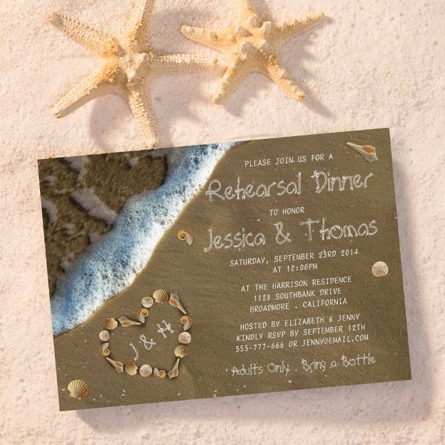 Convites Janto de Ensaio de Casamento de Praia de Seashell  (Criador carregado)