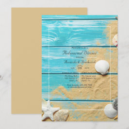 Convites Janto de Ensaio de Casamento de Praia Rustic Turqu