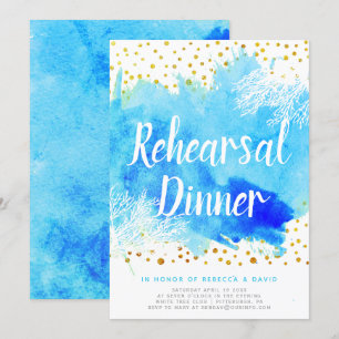 Convites janto de ensaio de casamento de recifes de aquarel