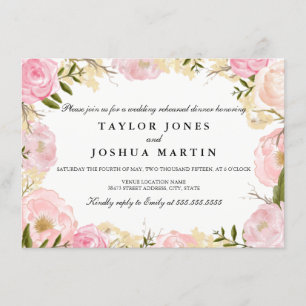 Convites Janto de Ensaio de Casamento de Rosa Rosa Elegante