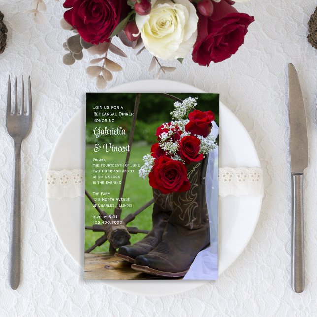 Convites Janto de Ensaio de Casamento de Rosas Russos Cowbo (Criador carregado)