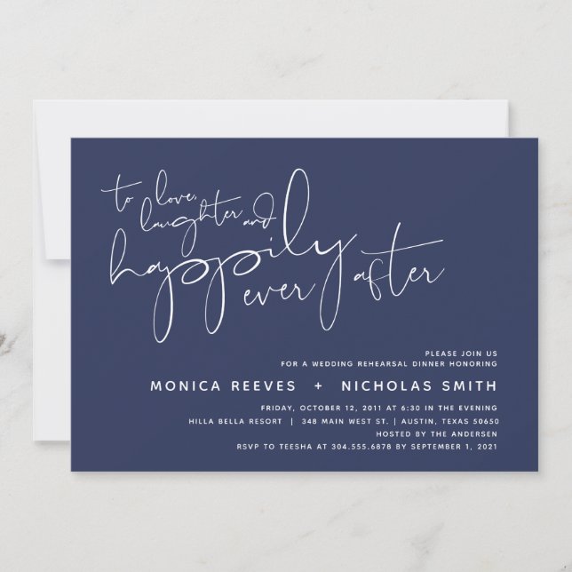 Convites Janto de Ensaio de Casamento de Script de Marinho  (Frente)