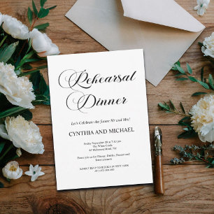 Convites Janto de Ensaio de Casamento de Script Elegante