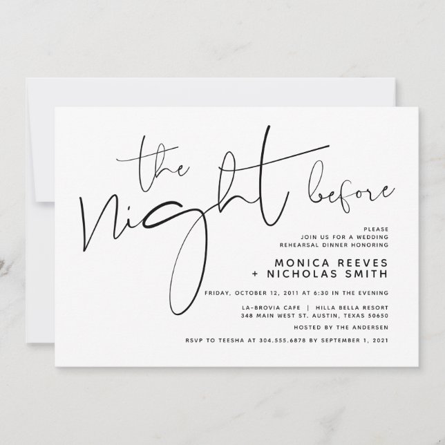 Convites Janto de Ensaio de Casamento de Script Negro Minim (Frente)