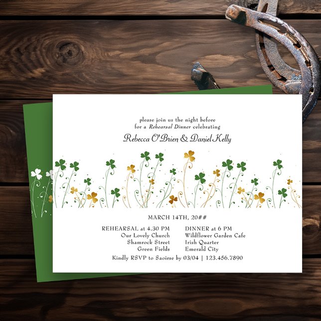 Convites Janto de Ensaio de Casamento de Shamrock Wildflowe (Wedding Rehearsal Dinner Invite from my Shamrock Wildflower wedding collection - printed or digital)