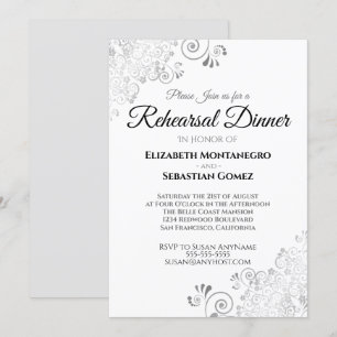 Convites Janto de Ensaio de Casamento de Silver Floral Fili