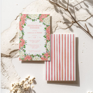 Convites Janto de Ensaio de Casamento de Stripes Rosa Hidra