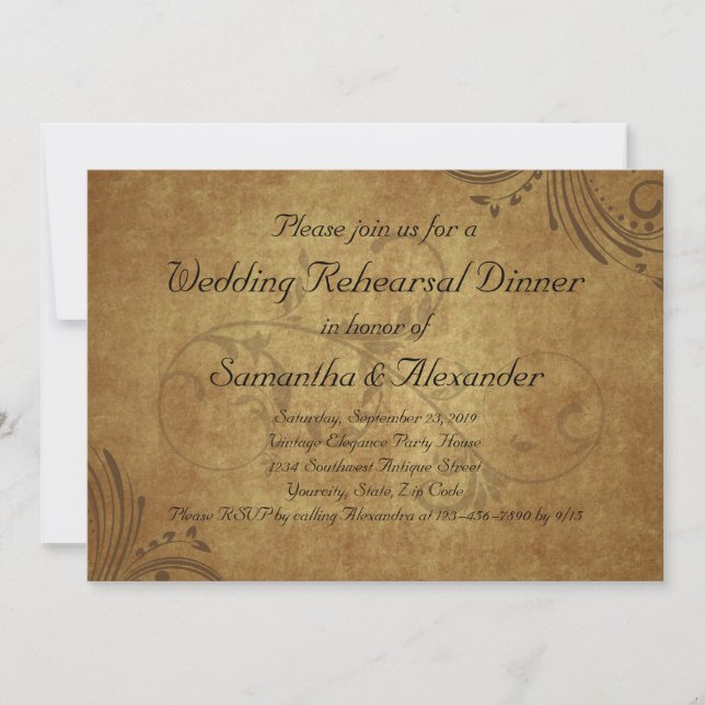 Convites Janto de Ensaio de Casamento de Vintage Teastain S (Frente)