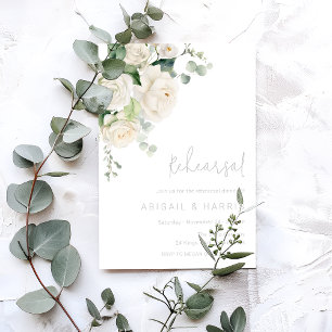 Convites Janto de Ensaio de Casamento Divino de Rosas Branc