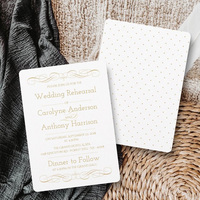 Convites Janto de Ensaio de Casamento Dourado Elegante Vint (Criador carregado)