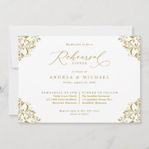 Convites Janto de Ensaio de Casamento Dourado Elegante Vint