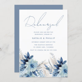 Convites Janto de ensaio de casamento Dusty Blue Florals