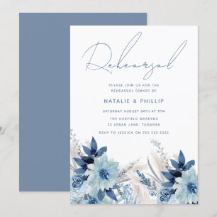 Convites Janto de ensaio de casamento Dusty Blue Florals