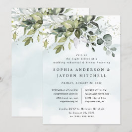 Convites Janto de Ensaio de Casamento Dusty Blue Greenery B