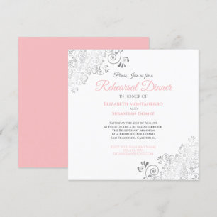 Convites Janto de Ensaio de Casamento Elegante de Rosa e Ci