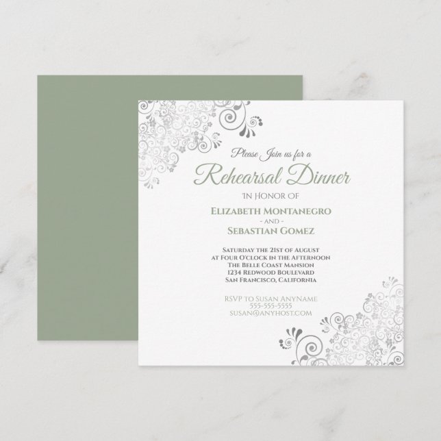 Convites Janto de ensaio de casamento Elegante Sage Green (Frente/Verso)