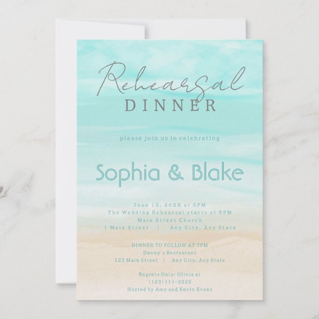 Convites Janto de Ensaio de Casamento em Praia de Abstrato  (Frente)