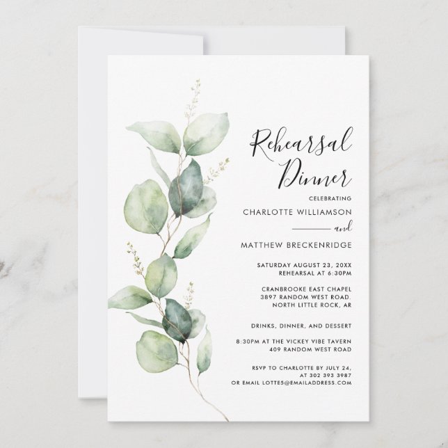 Convites Janto de ensaio de Casamento Eucalyptus Greenery (Frente)