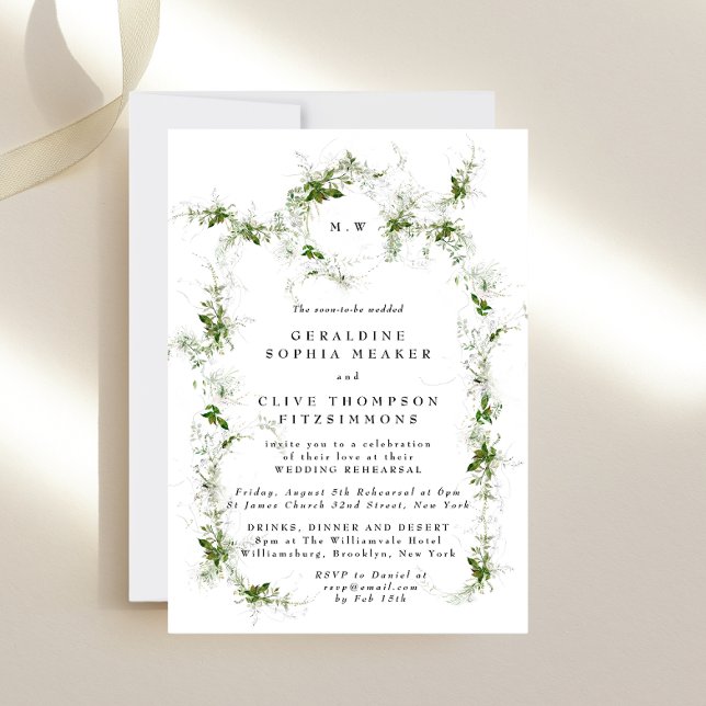 Convites Janto de Ensaio de Casamento Eucalyptus Wreath Ele (Criador carregado)