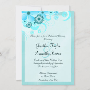 Convites Janto de Ensaio de Casamento Floral Azul-Azul-Aqua