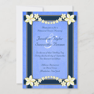 Convites Janto de Ensaio de Casamento Floral Azul Rústico
