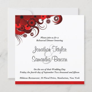 Convites Janto de Ensaio de Casamento Floral Branco e Verme