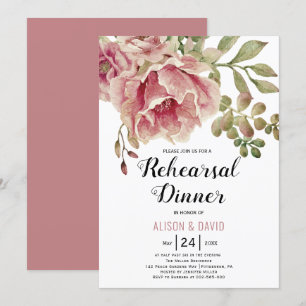 Convites janto de ensaio de casamento floral cor-de-rosa Du