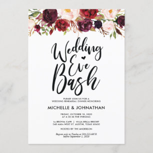 Convites Janto de Ensaio de Casamento Floral da Borgonha