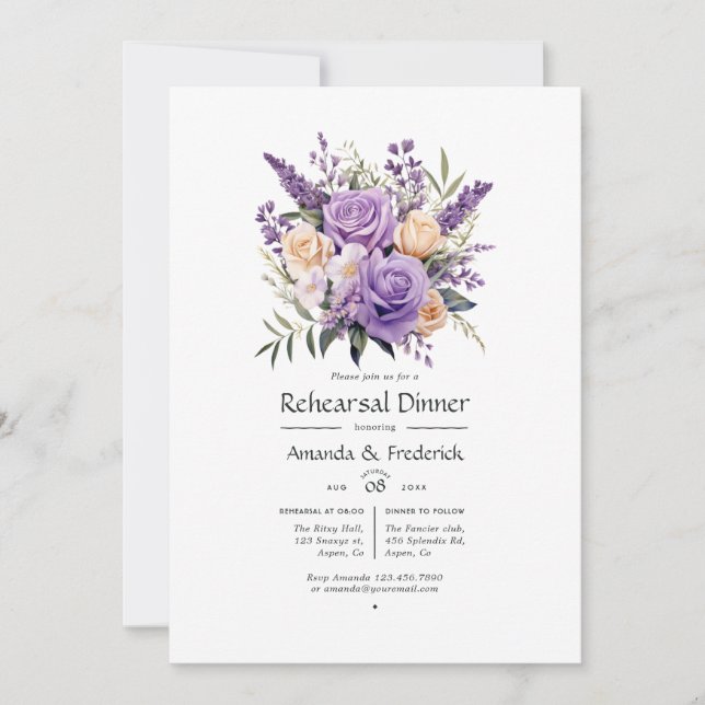 Convites Janto de Ensaio de Casamento Floral da Lavanda Dig (Frente)